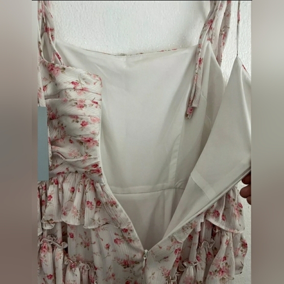 Cottage Prairie Rose Floral Formal Ruffle Corset Fairy Events Dress New - Picture 5 of 8